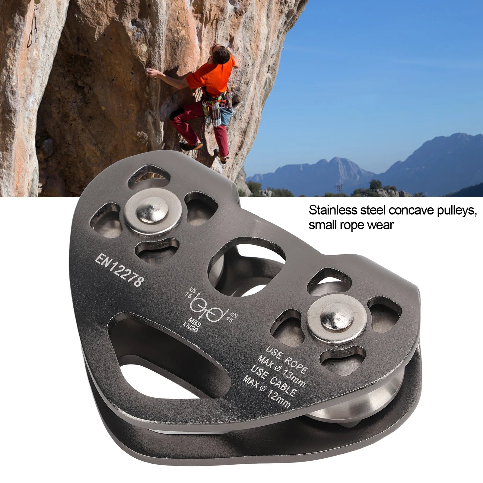 Climbing Pulley Zipline Swivel Pulley Rock Climbing Aluminum with Tandem Speed Double Trolley for Mountaineering Aluminum Pulley